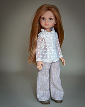 Брюки палаццо и блуза с рюшей на куклу 30-35 см, БЕЖ